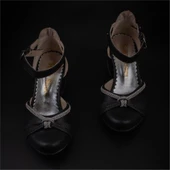 Trend Adımlar Siyah Burnu Kapalı Taş İşleme Kız Çocuk Klasik Ayakkabı thumbnail 4