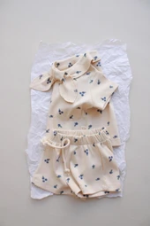 Blueberry Baskı Kaşkorse Yaka Bağlamalı Takım thumbnail 2