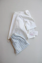 Mavi Kontrast Dikişli Asimetrik Şortlu Takım thumbnail 7