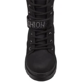 Trend Adımlar Siyah Mat Fashion Kız Çocuk Fermuarlı Postal Bot thumbnail 6