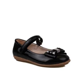 Trend Adımlar Siyah Parlak Fiyonklu Kız Çocuk Babet thumbnail 1