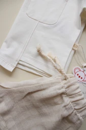 Bej Kontrast Dikişli Asimetrik Şortlu Takım thumbnail 7