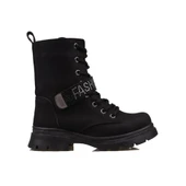 Trend Adımlar Siyah Mat Fashion Kız Çocuk Fermuarlı Postal Bot thumbnail 1