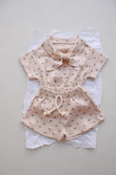 Yaprak Baskı Kaşkorse Yaka Bağlamalı Takım thumbnail 1