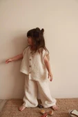 Asimetrik Yelekli Keten Alt Üst Takım - 9