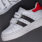 Trend Adımlar Beyaz Erkek Çocuk Mevsimlik Cırtlı Sneaker - 6