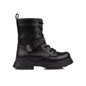 Trend Adımlar Siyah Fashion Kız Çocuk Fermuarlı Postal Bot - 1