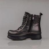 Trend Adımlar Platin Parlak Desen Kız Çocuk Yarım Postal Bot thumbnail 3