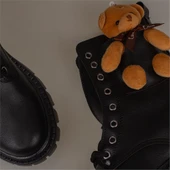 Trend Adımlar Siyah Cute Bear Kız Çocuk Postal Bot - 6