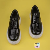 Trend Adımlar Siyah Lazer İşlemeli Rugan Erkek Çocuk Casual Ayakkabı thumbnail 4