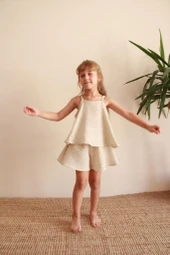 Siyah Çizgili Volanlı Kız Askılı ve Şort Takım thumbnail 4