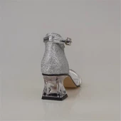 Trend Adımlar Gümüş Taş İşleme Şeffaf Topuk Kız Çocuk Klasik Ayakkabı - 4
