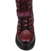 Trend Adımlar Bordo Fashion Kız Çocuk Fermuarlı Postal Bot - 6