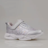 Trend Adımlar Gümüş Simli Saten Kız Çocuk Sneaker thumbnail 2