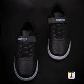 Trend Adımlar Siyah Suni Deri Mevsimlik Filet Unisex Çocuk Sneaker - 4