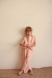 Fularlı Turuncu Çizgili Çapraz Şerit Detaylı Müslin Takım thumbnail 8