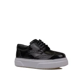 Trend Adımlar Siyah Lazer İşlemeli Rugan Erkek Çocuk Casual Ayakkabı thumbnail 2