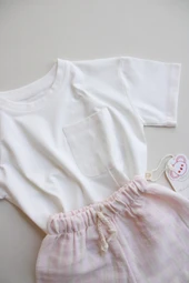 Pembe Kontrast Dikişli Asimetrik Şortlu Takım thumbnail 5