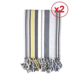 2 Adet Pamuk-Keten Peştemal (100x180)-Gold - 1