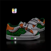 Trend Adımlar Yeşil Cute Monster Işıklı İlk Adım Bebe Sneaker - 5