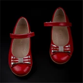 Trend Adımlar Kırmızı Bebe Kız Çocuk Cırtlı Parlak Babet thumbnail 4