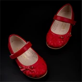 M2S Kırmızı Kız Bebe Nakışlı Babet thumbnail 5