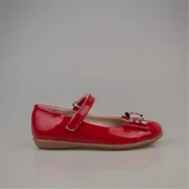 Trend Adımlar Kırmızı Bebe Kız Çocuk Cırtlı Parlak Babet thumbnail 2