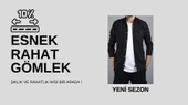 Tomiross Kıvanç Siyah Erkek Rahat Esnek Slim Fit Kalıp Pamuklu Kot Gömlek KIVANC-1927 thumbnail 6