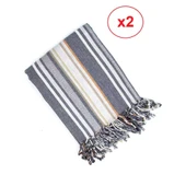 2 Adet Pamuk-Keten Peştemal (100x180)-Tamara - 3