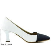 Erkan Saçmacı Laura Lacivert Beyaz Renk Bloklu Sivri Burunlu Klasik İnce Topuklu Ayakkabı - 2