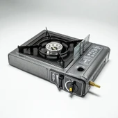 Gri Renk Taşınabilir Portatif Kamp Ocağı Tekli Tek Gözlü Kartuşlu Piknik Tüp Bağlantılı Gezi Ocak thumbnail 5