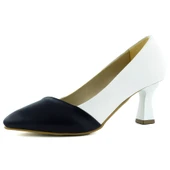 Erkan Saçmacı Laura Lacivert Beyaz Renk Bloklu Sivri Burunlu Klasik İnce Topuklu Ayakkabı - 1
