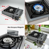 3'lü Gaz Taşınabilir Portatif Kamp Ocağı Tekli Tek Gözlü Gri Renk Kartuşlu Piknik Tüp Bağlantı Ocak thumbnail 2