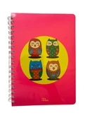 Baykuş Resimli Neon Çizgili Defter 72 Yaprak Sert Kapak Spiralli - 1
