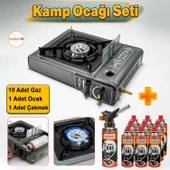 10'lu Gaz Taşınabilir Portatif Kamp Ocağı Tekli Tek Gözlü Gri Renk Kartuşlu Piknik Tüp Bağlantı Ocak thumbnail 1