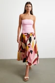 Desenli Midi Etek Pembe thumbnail 1
