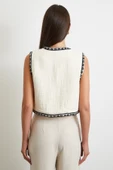 Nakışlı Oversize Yelek Krem thumbnail 6