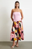 Desenli Midi Etek Pembe thumbnail 2