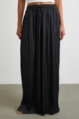 Beli Lastikli Geniş Paça Büzgülü Pantolon Siyah thumbnail 4