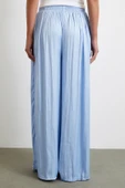 Beli Lastikli Geniş Paça Büzgülü Pantolon Mavi thumbnail 6