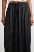 Beli Lastikli Geniş Paça Büzgülü Pantolon Siyah thumbnail 5