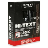 Hi-Text 830PC Siyah Keçeli Kalem Kesik Uç Marker 12’li Paket Yazı & Çizim Kalemi - 1