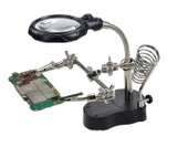 WellHise WH-801 Lehim Yardımcı Standı – Büyüteçli, Havya Yuvalı, Üçüncü El Aparatı - 2