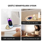 QASUL Şarj İstasyonlu Başucu Lambası Manyetik 15W Ayarlanabilir Parlaklık Parti Aydınlatması için Modern Tasarımı thumbnail 5