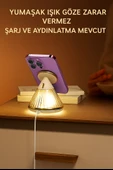 QASUL Şarj İstasyonlu Başucu Lambası Manyetik 15W Ayarlanabilir Parlaklık Parti Aydınlatması için Modern Tasarımı thumbnail 2