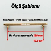 Martin Gold Metal Kulp 128 mm Mobilya Çekmece Mutfak Dolabı Dolap Modern Kapak Kulpları Grip Desen thumbnail 2