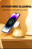 QASUL Şarj İstasyonlu Başucu Lambası Manyetik 15W Ayarlanabilir Parlaklık Parti Aydınlatması için Modern Tasarımı thumbnail 4