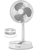 Kiwi KFAN-7608 Şarjlı Beyaz Ayarlanılabilir Mini Fan Masa Üstü Vantilatörü USB Soğutucu Sessiz El Fanı - 1