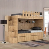 EVİMŞAH 90 190 3 LÜ YAVRU YATAKLI RANZA - 1