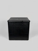 120 Litre Bahçe Depolama Sandığı Balkon Kiler Saklama Dolabı Kapaklı Plastik Sandık 50x45x50cm Antrasit - 3
